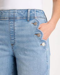 Pull-On Scallop Button Jean Shorts Blue Jay Indigo - Chico's