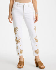 Girlfriend Slim Raffia Palm Crop Jeans Alabaster - Chico's