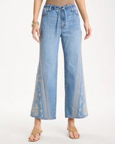 Floral Geo Wide-Leg Drawstring Jeans Indigo - Chico's