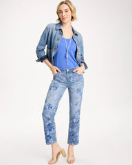 Embellished Girlfriend Crop Jean Underwater Indigo - Chico's