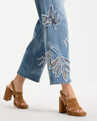 Tropical Embroidery Pull-On Wide Crop Jean Pashmina Indigo - Chico's