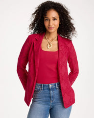 Lace Cutwork Blazer Cherry Lush - Chico's