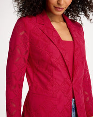 Lace Cutwork Blazer Cherry Lush - Chico's