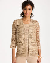 Travelers™ Metallic Crochet Cardigan Gold - Chico's
