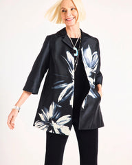 Travelers™ Collection Floral Long Jacket Travelers Black - Chico's