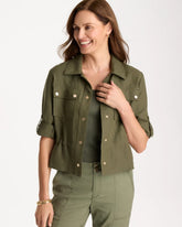 Linen Cargo Jacket Olive - Chico's
