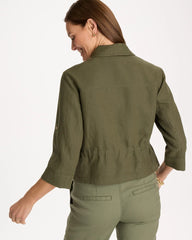 Linen Cargo Jacket Olive - Chico's