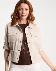 Linen Cargo Jacket Oatmeal - Chico's