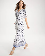 Slub Flutter-Sleeve Vacation Dress Passport Blue - Chico's