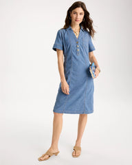 Soft-Stretch Hemp Denim Shirtdress Palm Isle Indigo - Chico's