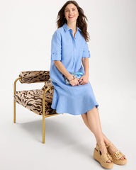 Linen Flounce Dress Blue Veil - Chico's
