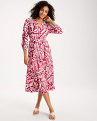 Printed Midi Shirt Dress Cherry Lush - Chico's