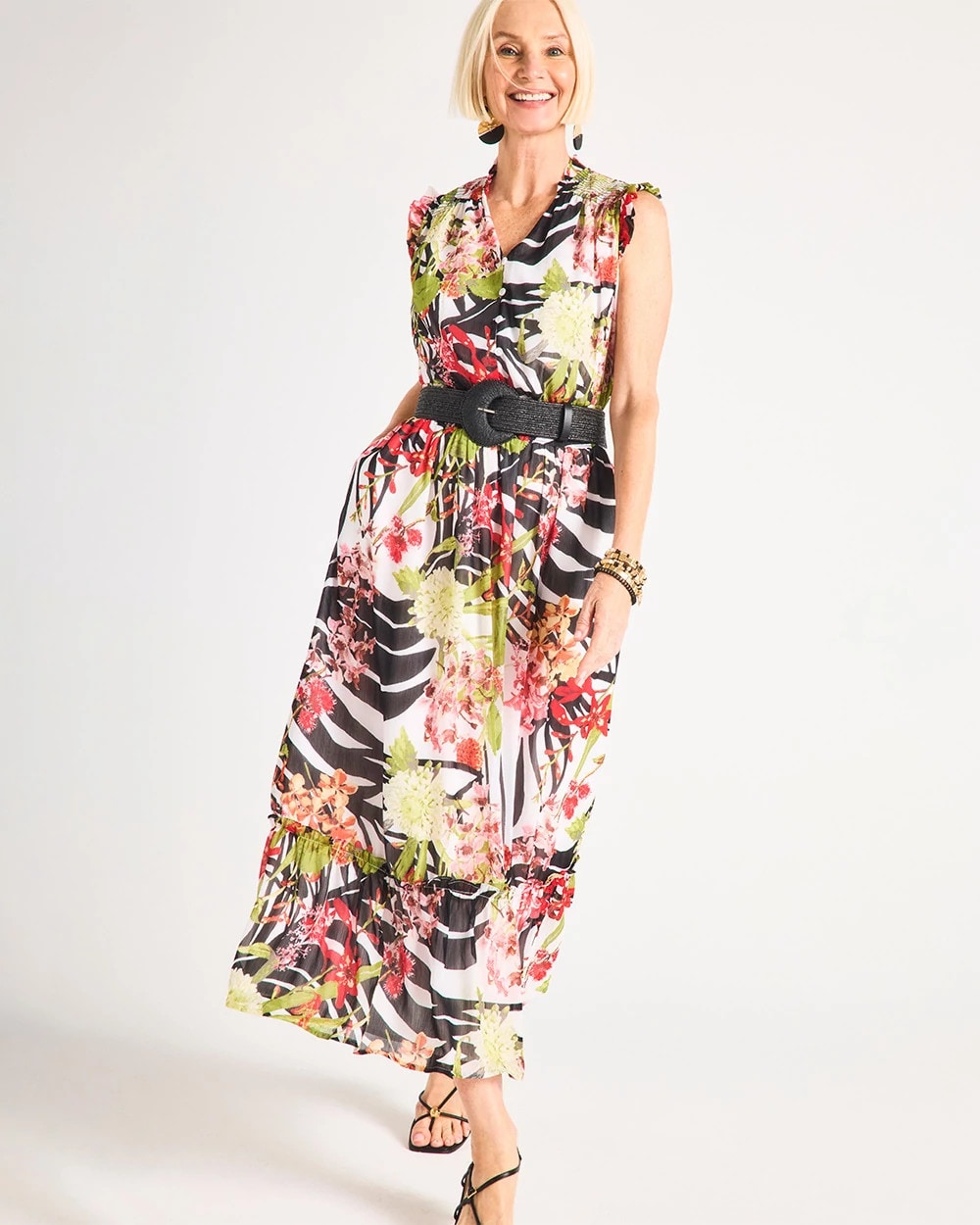 Crinkle Chiffon Animal Print Dress Black - Chico's