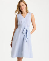 Seersucker V-Neck Sleeveless Dress Light Blue - Chico's