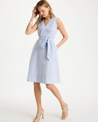 Seersucker V-Neck Sleeveless Dress Light Blue - Chico's