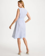 Seersucker V-Neck Sleeveless Dress Light Blue - Chico's
