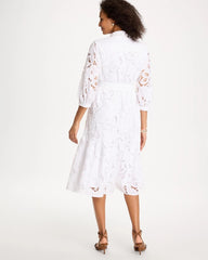 Lace Cutout Belted Shirtdress Alabaster - Chico's