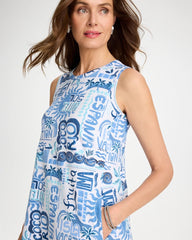 Soft-Stretch Sleeveless Tropical Dress Passport Blue - Chico's