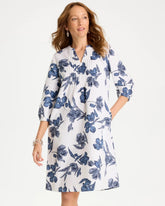 Floral Linen-Cotton Pintuck Dress Alabaster - Chico's
