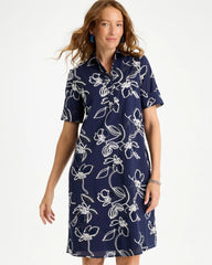 Embroidered Floral Dress Passport Blue - Chico's