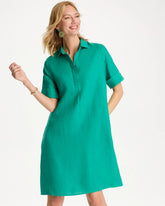 Linen Popover Dress Topanga Green - Chico's