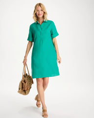 Linen Popover Dress Topanga Green - Chico's