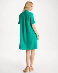 Linen Popover Dress Topanga Green - Chico's