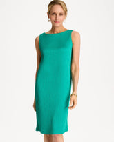 Travelers™ Crinkled Satin Tank Dress Topanga Green - Chico's