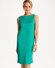 Travelers™ Crinkled Satin Tank Dress Topanga Green - Chico's
