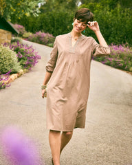 Linen-Cotton Pintuck Dress Topaz Smoke - Chico's