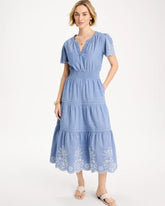 Chambray Embroidered Dress Light Indigo - Chico's