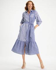 Linen-Cotton Striped Shirtdress Indigo - Chico's
