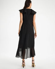 Floral Surplice Ruffled Dress Black - Chico's