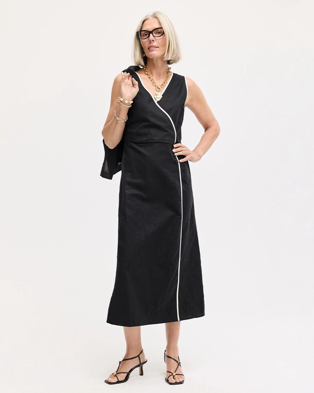 Sleeveless Surplice Linen Dress Black - Chico's