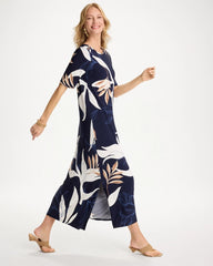Printed Jersey Knit Column Dress Passport Blue - Chico's
