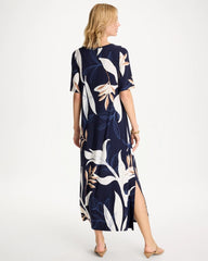 Printed Jersey Knit Column Dress Passport Blue - Chico's