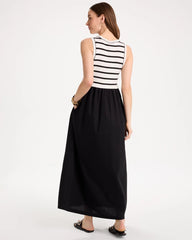 Poplin Cotton Rib Mix Dress Black - Chico's