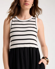 Poplin Cotton Rib Mix Dress Black - Chico's