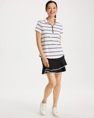 Zenergy® UPF Striped Half-Zip Polo Black - Chico's