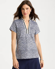 Zenergy® UPF Crochet Trim Polo Blue Muse - Chico's