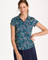 Zenergy® UPF Dots Half Zip Polo Topanga Green - Chico's