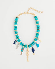 Turquoise Fish Charm Statement Necklace Turquoise - Chico's
