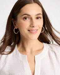 Sea Foam Hoop Earrings White/Gold - Chico's