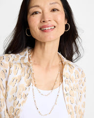 Sea Foam Long Single-Strand Necklace White/Gold - Chico's