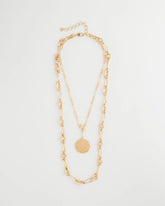 Sea Foam Medallion Double-Strand Pendant Necklace Gold - Chico's