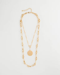 Sea Foam Medallion Double-Strand Pendant Necklace Gold - Chico's
