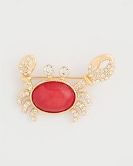 Americana Faux Diamond Crab Brooch Red - Chico's