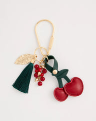 Faux Leather Cherry Bag Charm Key Chain Red - Chico's