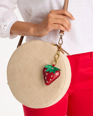 Faux Leather Strawberry Bag Charm Key Chain Red - Chico's