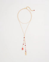 Coral Genuine Stone Y-Pendant Necklace Coral - Chico's